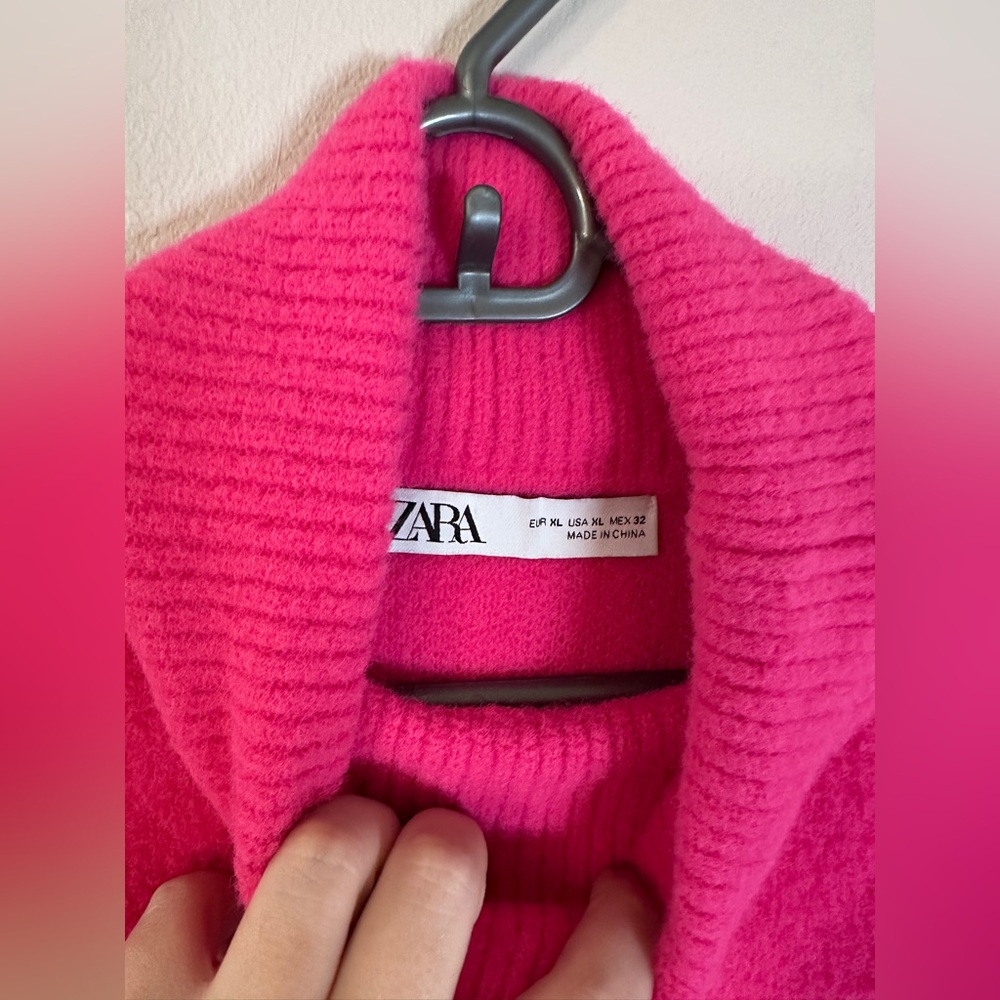 Zara Women's hot Pink Turtleneck Sweater long sleeve size XL - Picture 4 of 7